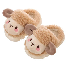 Cute Goat Graphic Home Slipper for Boy Girls Winter Warm Plush Kids Slippers 3-10Y Children's Soft Sole Girls Shoes SHOWLU FASHION STORE