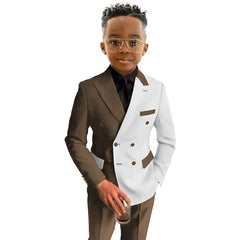 Boys Suit Fashion Wedding Tuxedo 2-piece Set Pointed Collar Jacket Double Breasted Blazer Pants for Party SHOWLU FASHION STORE