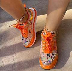 Women Sport Shoes 2023 New Spring Autumn Mesh Breathable Fashion Flats Shoes Designer Mujer Lace Up Running Walking Sneakers SHOWLU FASHION STORE