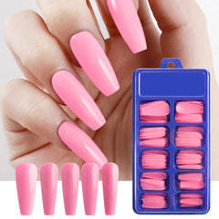 100pcs False Nail Press On Nails Acrylic Extension Coffin Forms Nail Tips Gel Nail Polish Artificial Nail Sets Kits Tools KE1895 SHOWLU FASHION STORE