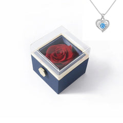 Rotating Rose Gift Box Acrylic Ring Necklace Preserved Flower Jewelry Box For Girlfriend Mother Valentine's Day Christmas Gifts SHOWLU FASHION STORE