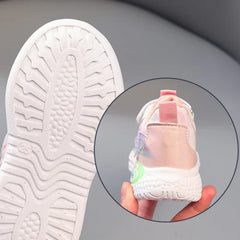 Disney LED Casual Sneakers Pink Purple For Summer Girls Frozen Elsa Princess Print Outdoor Shoes Children Lighted Non-slip Shoes SHOWLU FASHION STORE