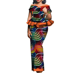 Party African Dress Women Skirt Sets Traditional  2 Pieces Suits Custom Made Dashiki Tops and Skirts Plus Size Clothing WY5104 SHOWLU FASHION STORE
