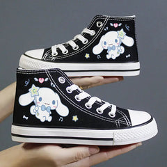 Disney Frozen Elsa Canvas Shoes 2025 New Kids White Shoes Cartoon Snow White Casual Sneakers Kuromi Tennis Shoes Size 26-37 SHOWLU FASHION STORE