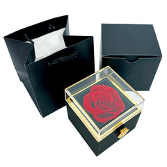 Rotating Forever Rose Jewelry Box Preserved Flowers Proposal Ring Case Gift for Mom Wife Girlfriend Grandma SHOWLU FASHION STORE