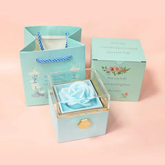 Rotation Rose Jewelry Gift Boxes Valentine's Day Marriage Acrylic Ring Boxes Necklace Storage Rose Jewelry Display Rack SHOWLU FASHION STORE