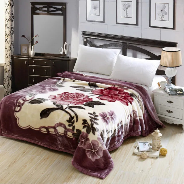 Soft Warm Weighted Blankets For Beds Winter Double Layers Fluffy Faux Fur Mink Throw Thicken Fleece Quilts Blankets SHOWLU FASHION STORE