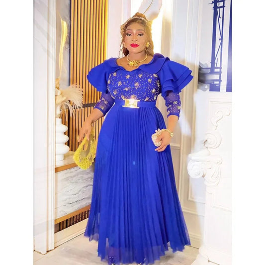 Plus Size African Party Dresses for Women 2025 New Fashion Dashiki Ankara Wedding Evening Gown Elegant Turkey Muslim Maxi Dress SHOWLU FASHION STORE