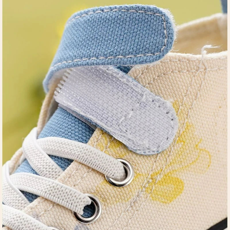 Disney Girls' Casual Canvas Shoes Frozen Princess Elsa Children's White Shoes Breathable Soft Sole High Top Casual Shoes Size 24 SHOWLU FASHION STORE