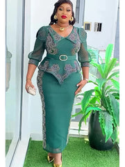 2025 Elegant African Dresses for Women Africa Clothing Plus Size Wedding Party Long Christmas Dress Dashiki Ankara Outfits Robe SHOWLU FASHION STORE