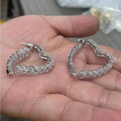 Korean Style Light Luxury Niche Design Sense Zircon Heart Wheat Ear New Trendy Temperament Earrings for Girls Jewelry SHOWLU FASHION STORE
