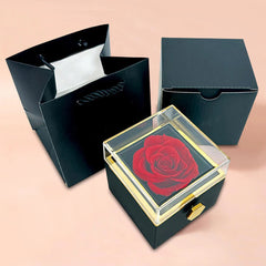 Rotating Forever Rose Jewelry Box Preserved Flowers Proposal Ring Case Gift for Mom Wife Girlfriend Grandma SHOWLU FASHION STORE
