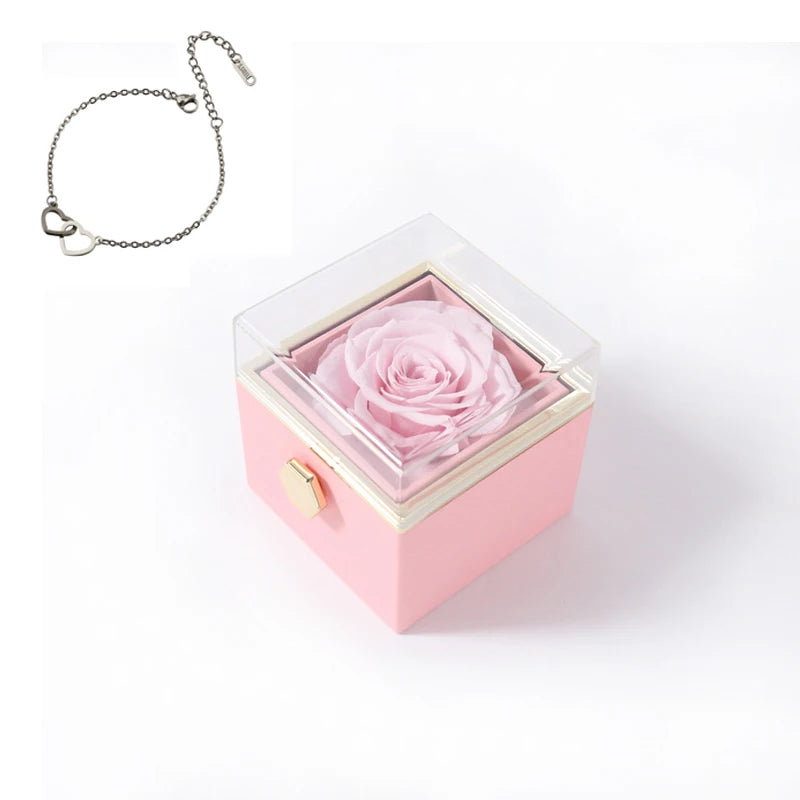 2024 New Valentine's Day Gift Double Heart Bracelets for Women Custom Engraved Name Steel Bracelets Eternal Rose Box Wedding Box SHOWLU FASHION STORE