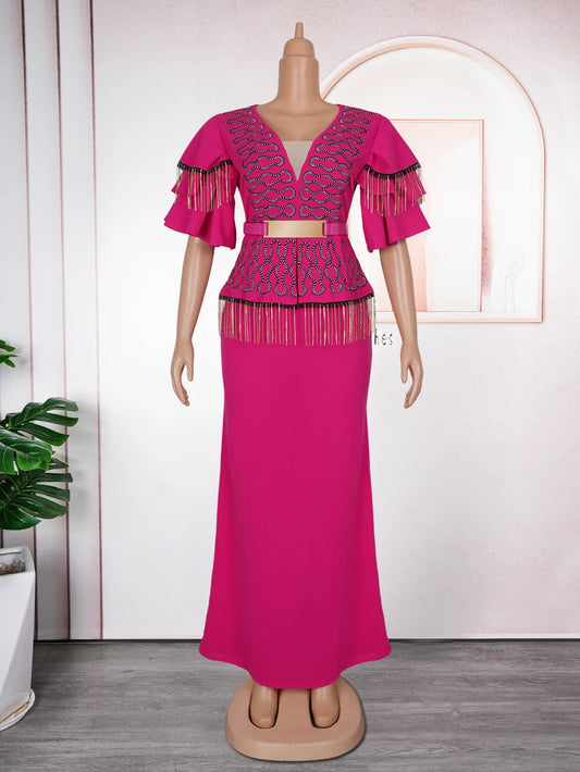 Plus Size African Party Dresses for Women 2025 New Fashion Dashiki Ankara Wedding Evening Gown Elegant Turkey Muslim Maxi Dress SHOWLU FASHION STORE