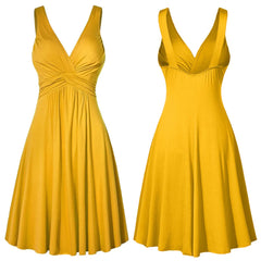 Plus Size Sling Pleated Slim Flare Skirt Dresses Women V-neck Cocktail Party Dress Gown Retro Vestidos de fiesta Female Sundress SHOWLU FASHION STORE