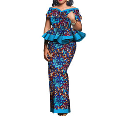 Party African Dress Women Skirt Sets Traditional  2 Pieces Suits Custom Made Dashiki Tops and Skirts Plus Size Clothing WY5104 SHOWLU FASHION STORE