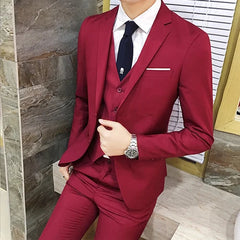 Suit Vest Pants 3 Pcs Set / 2023 Fashion New Men's Casual Boutique Business Solid Color Wedding Groom Suits Trousers Waistcoat SHOWLU FASHION STORE