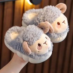 Cute Goat Graphic Home Slipper for Boy Girls Winter Warm Plush Kids Slippers 3-10Y Children's Soft Sole Girls Shoes SHOWLU FASHION STORE