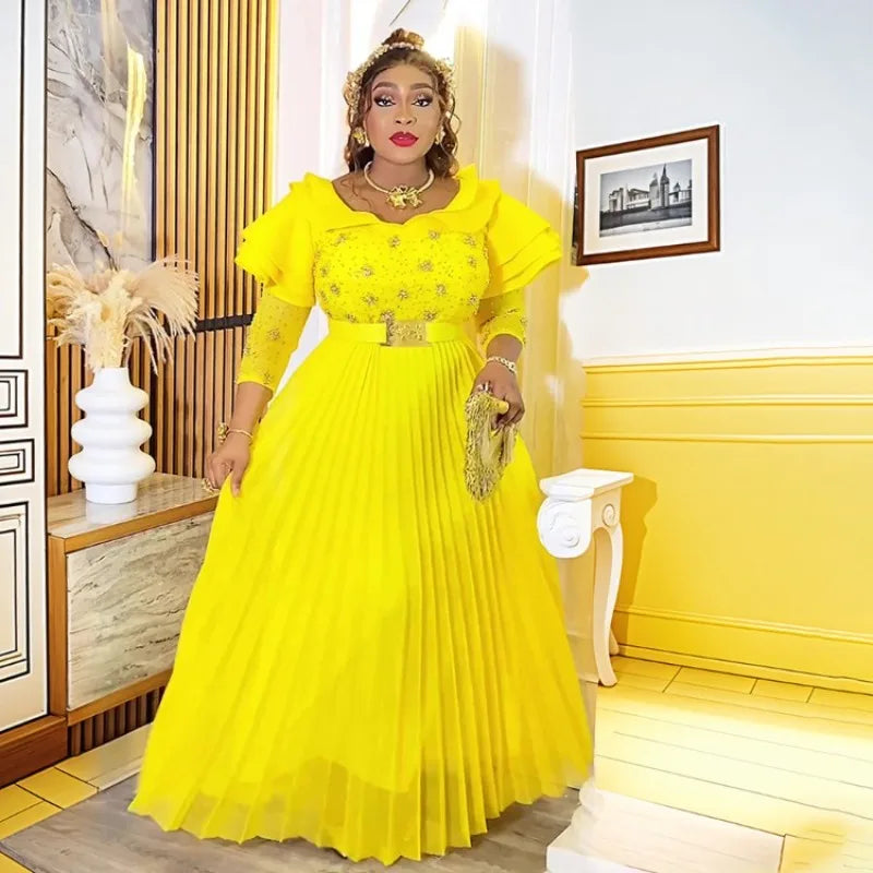 Party Evening Dresses For Women Long Sleeve Robe African Dashiki Crystal Outfits Wedding Birthday Prom Gown Dubai Turkey Kaftans SHOWLU FASHION STORE