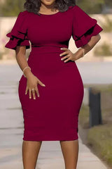 Chamliforve 2023 Dresses for Women Autumn Elegant Short Sleeve O-neck Plus Size Party Evening Bodycon Dress SHOWLU FASHION STORE