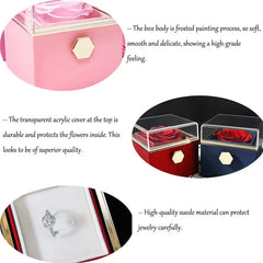 Rotation Rose Jewelry Gift Boxes Valentine's Day Marriage Acrylic Ring Boxes Necklace Storage Rose Jewelry Display Rack SHOWLU FASHION STORE