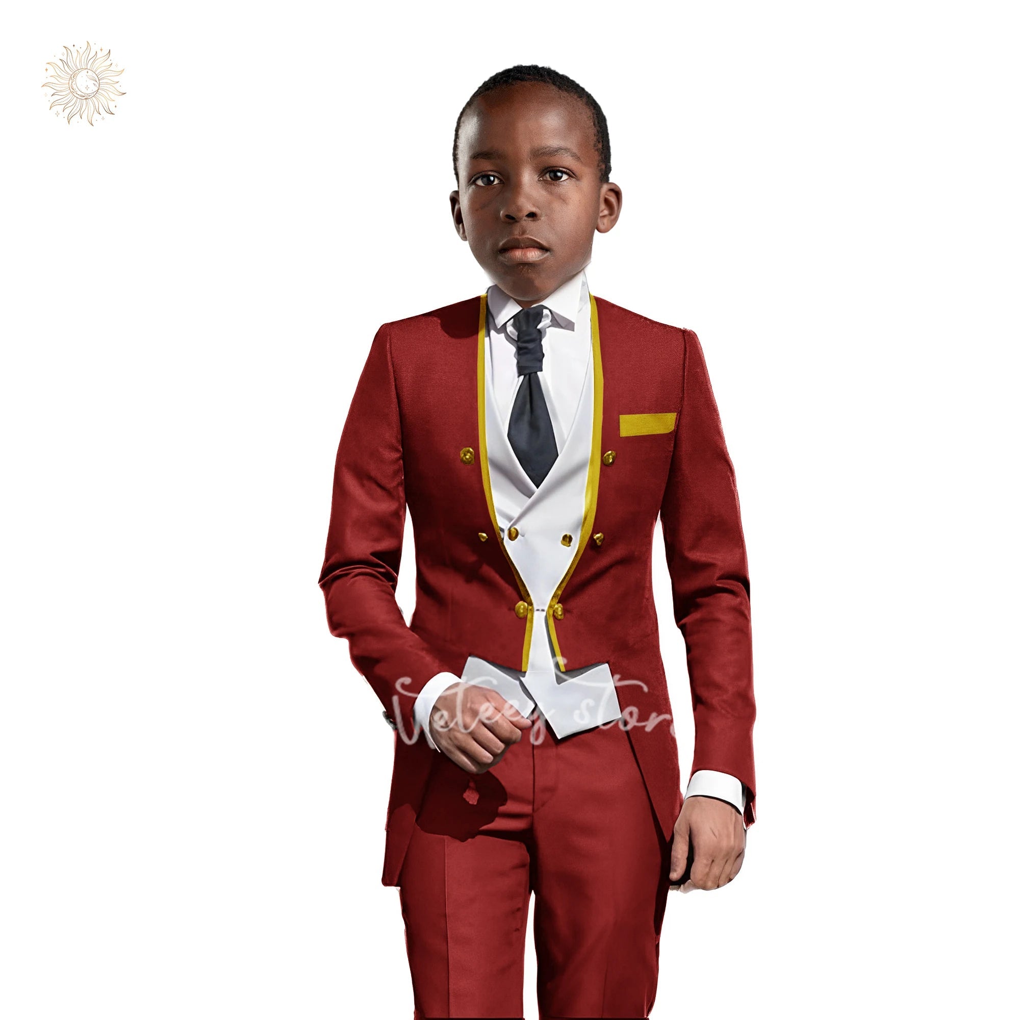 Boys Tuxedo Suit Slim Fit 3 Pieces Kids Formal Suit Blazer Pants Vest Set fit 3-16 Years SHOWLU FASHION STORE