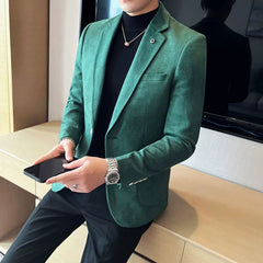 New Fashion Suit Coat Men's Slim Fit Deerskin Velvet Elegant Luxury Blazer Coat Business Casual Wedding Plus Size Suit 4XL-S SHOWLU FASHION STORE