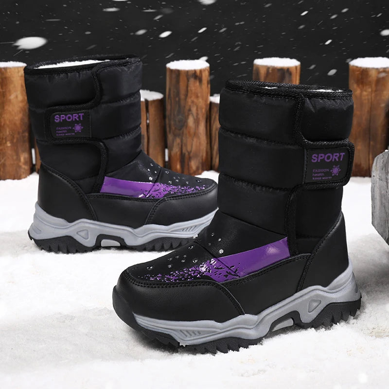 2025 Winter Children Boots Princess Elegant Girls Shoes Water Proof Girl Boy Snow Boots Kids Warm High Quality Plush Boots SHOWLU FASHION STORE
