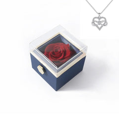 Rotating Rose Gift Box Acrylic Ring Necklace Preserved Flower Jewelry Box For Girlfriend Mother Valentine's Day Christmas Gifts SHOWLU FASHION STORE