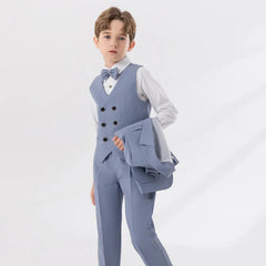 JUCPKID Children's Vest 3/4pcs Suit Formla Elegant Kids Boys Wedding Suit Kids Waistcoat Pants Bowtie Boys Suits Outfits Set SHOWLU FASHION STORE