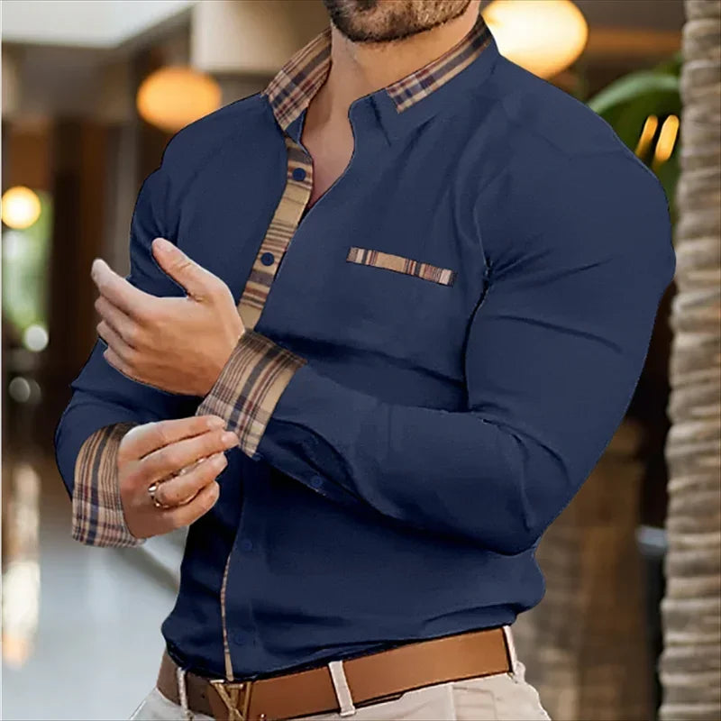 Men's business lapel shirt office casual outdoor street shirt soft and comfortable men's high-quality top large size XS-6XL SHOWLU FASHION STORE