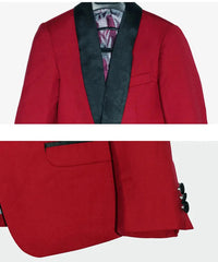 Children's Red Formal Suit Set Boy's Wedding Birthday Host Performance Photography Costume Kids Blazer Pants Outfit SHOWLU FASHION STORE