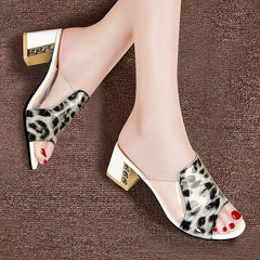 New Slippers Women Peep Toe High Heels Summer Shoes Wear Square Heel Women Shoes Fashion Slippers Ladies Shoes Thick Heel Women SHOWLU FASHION STORE