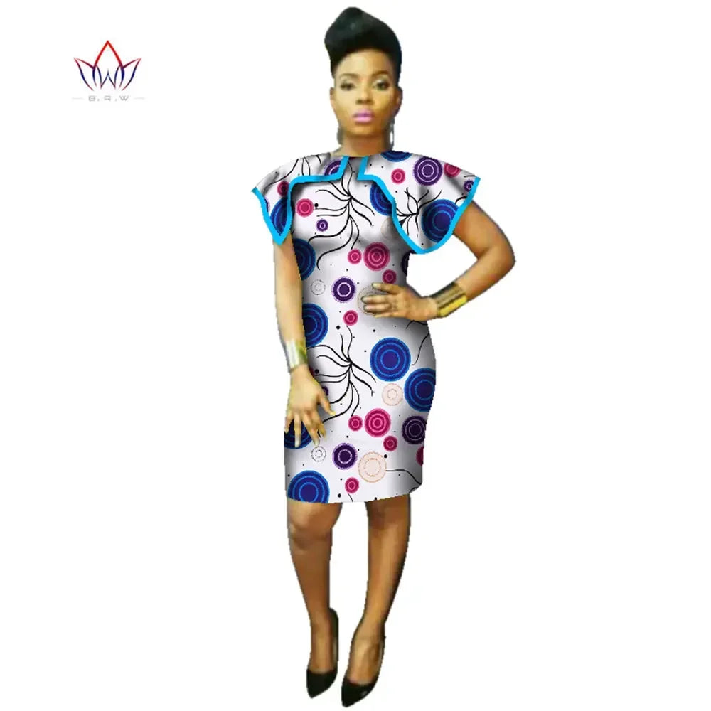 BintaRealWax African Dresses For Women Shawl Collar Print Fabric Clothes Dashiki Plus Size Africa Style Clothing WY2262 SHOWLU FASHION STORE