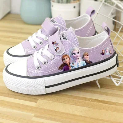 Disney Children's Canvas Shoes frozen elsa Low top Girls sport  Shoes PU Autumn Breathable Non slip Casual Shoes SHOWLU FASHION STORE