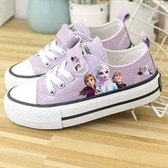 Disney Children's Canvas Shoes frozen elsa Low top Girls sport  Shoes PU Autumn Breathable Non slip Casual Shoes SHOWLU FASHION STORE