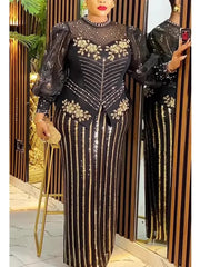 African Dresses for Women 2025 New Fashion Plus Size Sequin Evening Party Long Dress Dashiki Ankara Outfits Robe African Clothes SHOWLU FASHION STORE