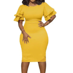 Chamliforve 2023 Dresses for Women Autumn Elegant Short Sleeve O-neck Plus Size Party Evening Bodycon Dress SHOWLU FASHION STORE