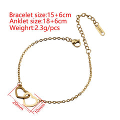 2024 New Valentine's Day Gift Double Heart Bracelets for Women Custom Engraved Name Steel Bracelets Eternal Rose Box Wedding Box SHOWLU FASHION STORE