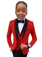 Children Slim Fit White Jacket Vest Pants Bowtie 4PCS Photograph Suit Kids Piano Host Performance Dress Boy's Suit For Wedding SHOWLU FASHION STORE