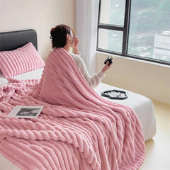 Solid Color Coral Velvet Blanket Soft Double-sided Thicken Bed Cover Office Car Plush Warm Blanket Fluffy Sofa Throw Lap Blanket SHOWLU FASHION STORE