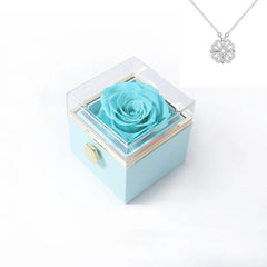 Rotating Rose Gift Box Acrylic Ring Necklace Preserved Flower Jewelry Box For Girlfriend Mother Valentine's Day Christmas Gifts SHOWLU FASHION STORE