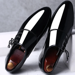 Trending Italian Patent Leather Shoes for Men Business Shoe Lace Up Oxfords Plus Size Male Wedding Party Shoes Men Black Leather SHOWLU FASHION STORE