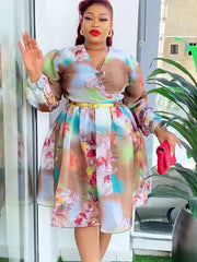 Elegant African Dresses for Women 2024 New Spring Print Africa Clothing Plus Size Evening Party Dress Dashiki Ankara Outfit Robe SHOWLU FASHION STORE