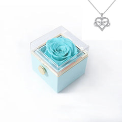 Rotating Rose Gift Box Acrylic Ring Necklace Preserved Flower Jewelry Box For Girlfriend Mother Valentine's Day Christmas Gifts SHOWLU FASHION STORE