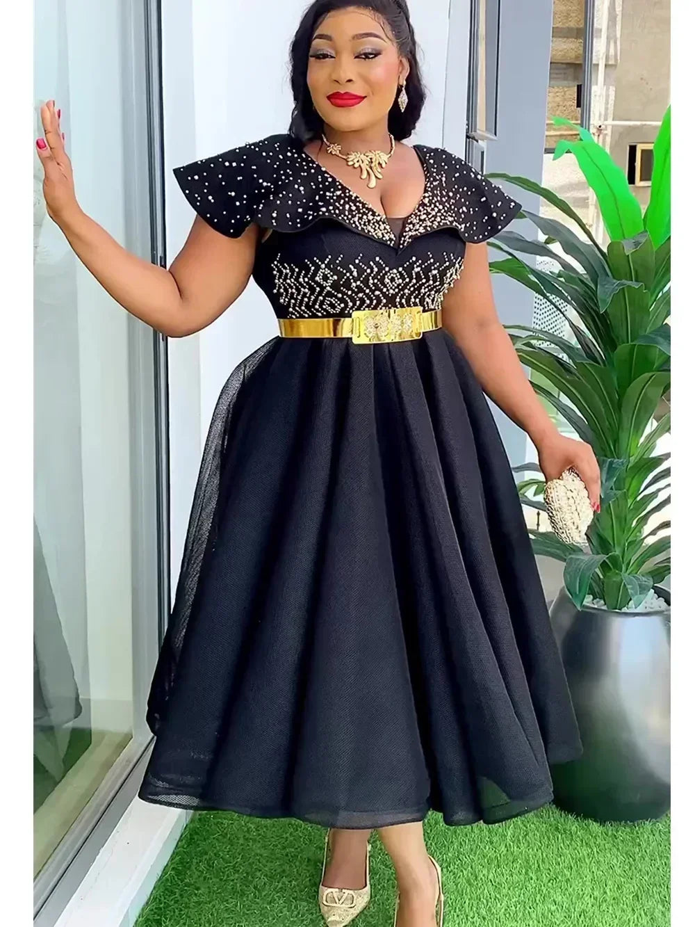Plus Size African Wedding Party Dresses for Women 2024 New Dashiki Ankara Evening Gown Elegant Turkey Outfit Robe Africa Clothes SHOWLU FASHION STORE