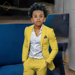 Kids' Orange Single-Breasted Suit (Jacket + Trousers) – Stylish Slim Fit, Perfect for Weddings & Cocktail Parties SHOWLU FASHION STORE
