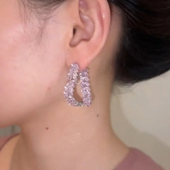 French Style Small Fragrance Pink Wheat Ear Lovehigh-end Feeling Light Luxury Zircon Earrings for Girls. SHOWLU FASHION STORE