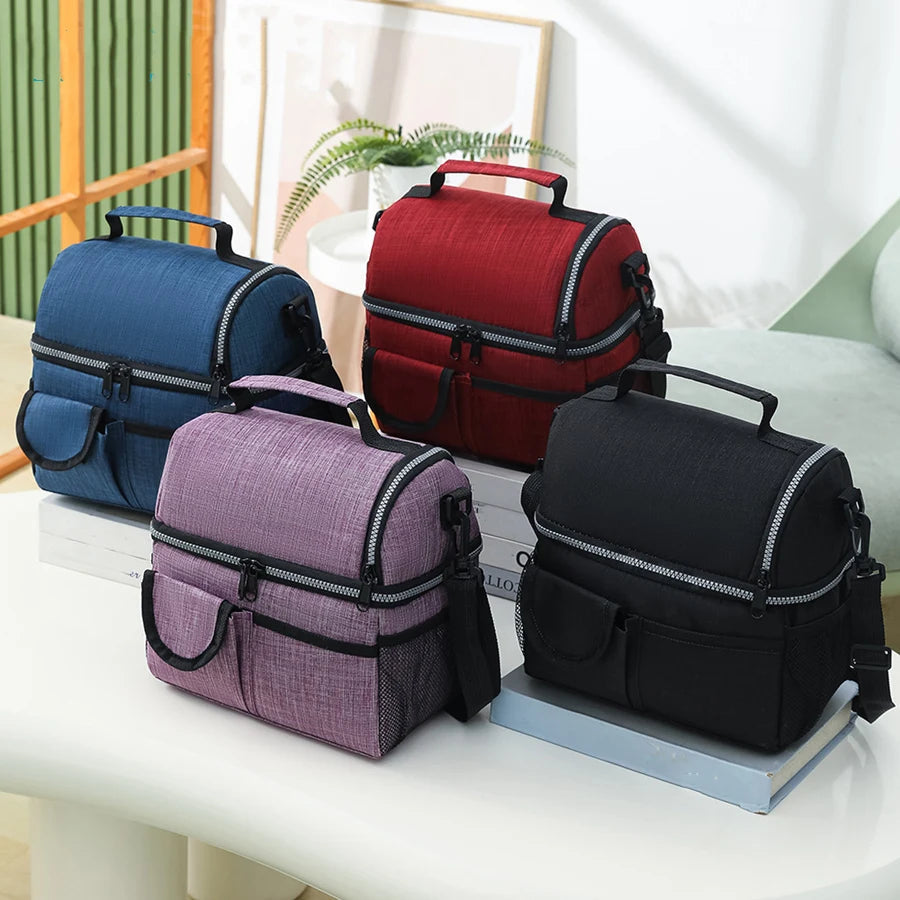 10L Portable Thermal Lunch Bag Food Box Durable Waterproof Office Cooler Lunch Box Ice Insulated Case Camping Oxford Dinner Bag SHOWLU FASHION STORE