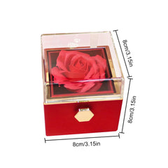Rotating Forever Rose Jewelry Box Preserved Flowers Proposal Ring Case Gift for Mom Wife Girlfriend Grandma SHOWLU FASHION STORE